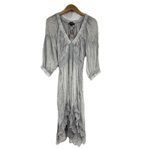 Young Threads Gray Mineral Wash Boho Western Renaissance Ethereal Dress M